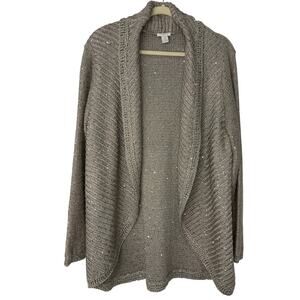 Chico’s Metallic Sequin Open Front Cardigan Sweater Women’s 3 XL Holidays NYE